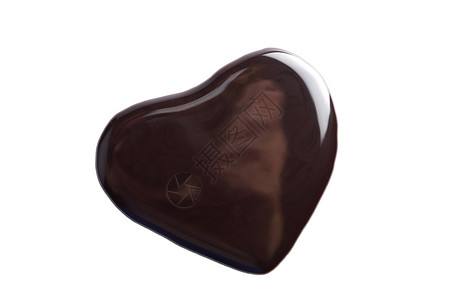心脏形状的深色巧克力 孤立背景图片