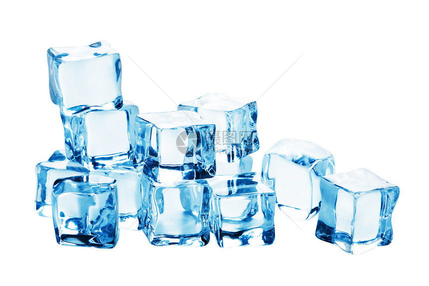 孤立的冰雪立方体调子环境水分液体蓝色反射冻结冰箱图片