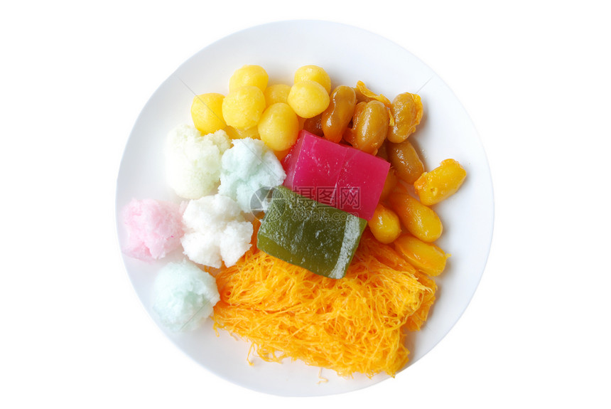 泰国甜点小吃热带市场手工橙子食物厨房绿色美食图片