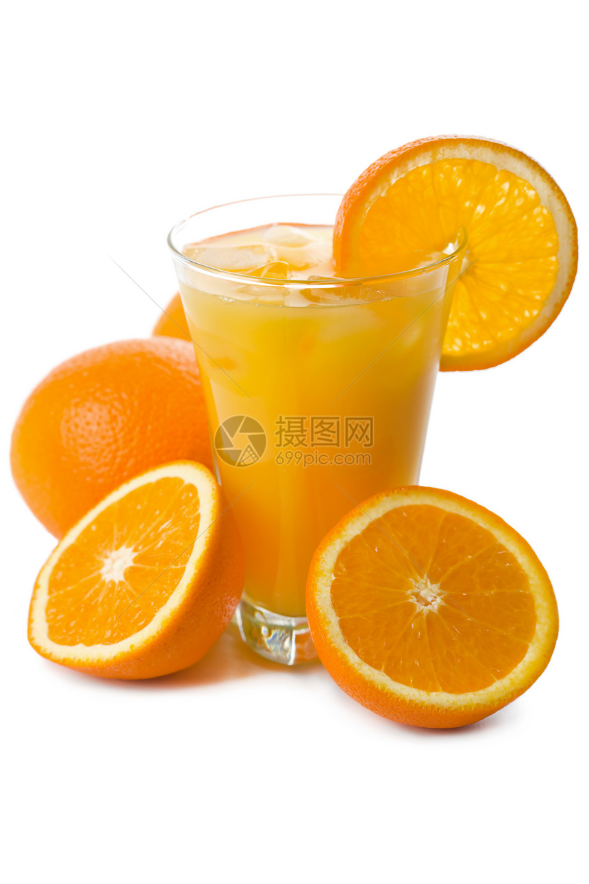 隔绝的橙汁和橙子玻璃味道口渴饮食热带养分早餐异国美食情调食物图片