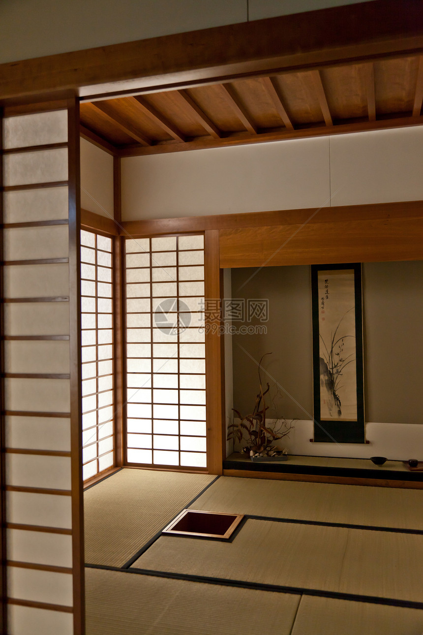日式会议室传统旅游木头仪式家具房子旅行榻榻米休息室会议图片