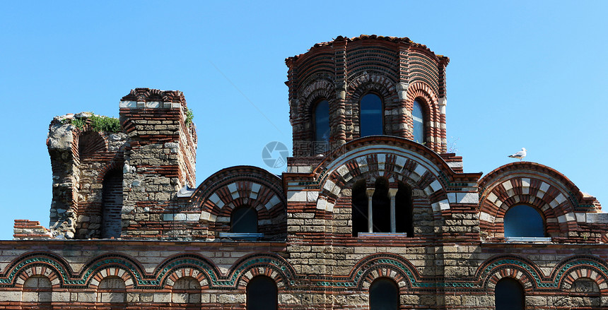 保加利亚Nessebar文化旅游旅行历史建筑建筑学城市假期天空游客图片