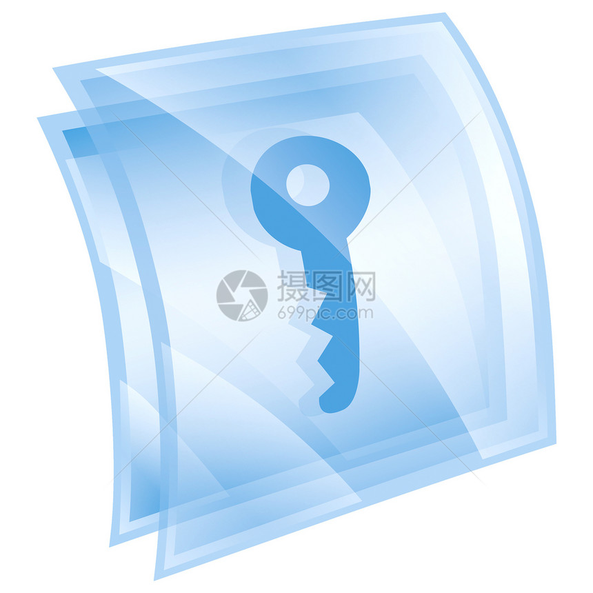 Key 图标蓝色 在白色背景上孤立力量网页按钮宏观网络互联网笔记本键盘玻璃技术图片