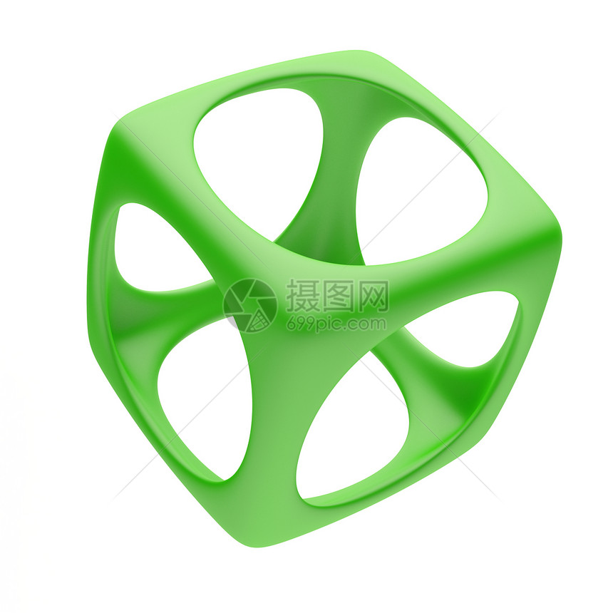 绿立方体白色骨骼魔法插图技术水晶盒子原子科学网格图片