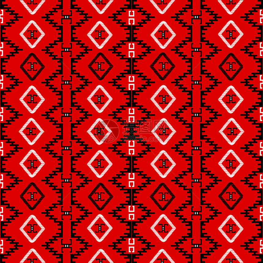 红地毯 带有民族元素 无缝图案画布图片