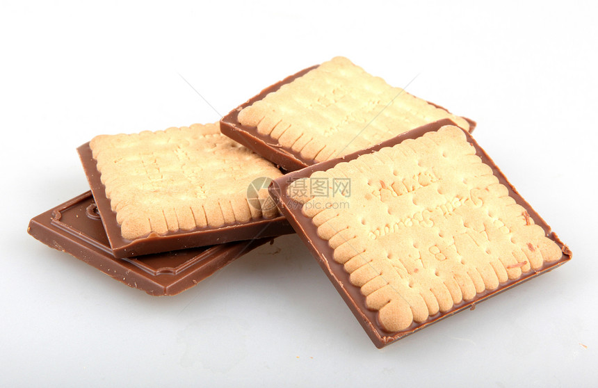 巧克力饼干在白色上被孤立可可垃圾早餐诱惑饮食面包糕点糖果食物育肥图片