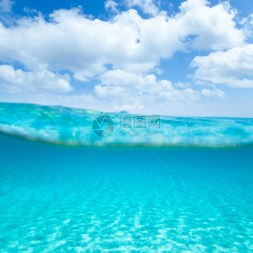 Beliaric群岛 松绿海在水外宏观海浪天空液体天堂热带地平线水线地标蓝色图片
