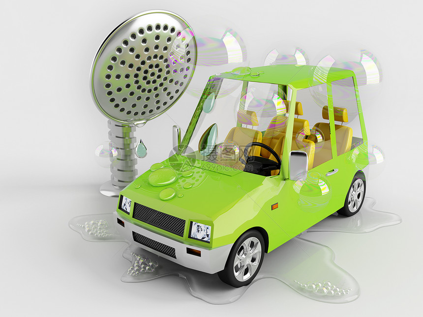 洗车洗发水气泡水池淋浴玩具卡通片系列漫画绿色图片