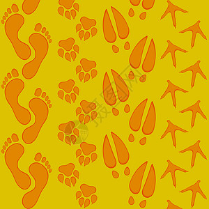 奥兰真维沙中脚印动物赤脚土壤手指痕迹野生动物插图插画