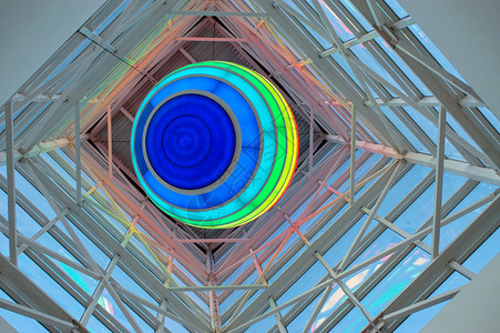 灯 球金属建筑半球艺术几何学曲线蓝色细胞玻璃圆圈背景图片