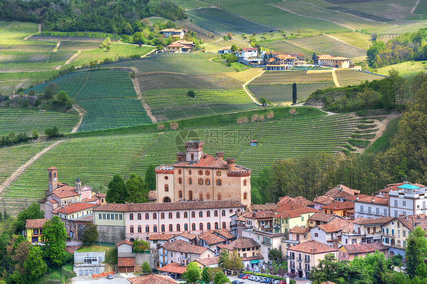 巴罗洛城堡和皮埃蒙特山丘 意大利北部图片