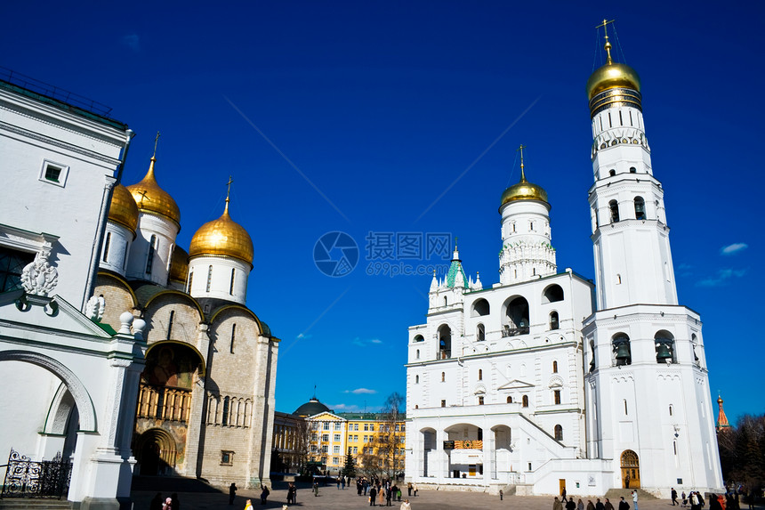 莫斯科克里姆林宫基督大教堂寺庙天空宗教正方形建筑首都安眠圆顶图片
