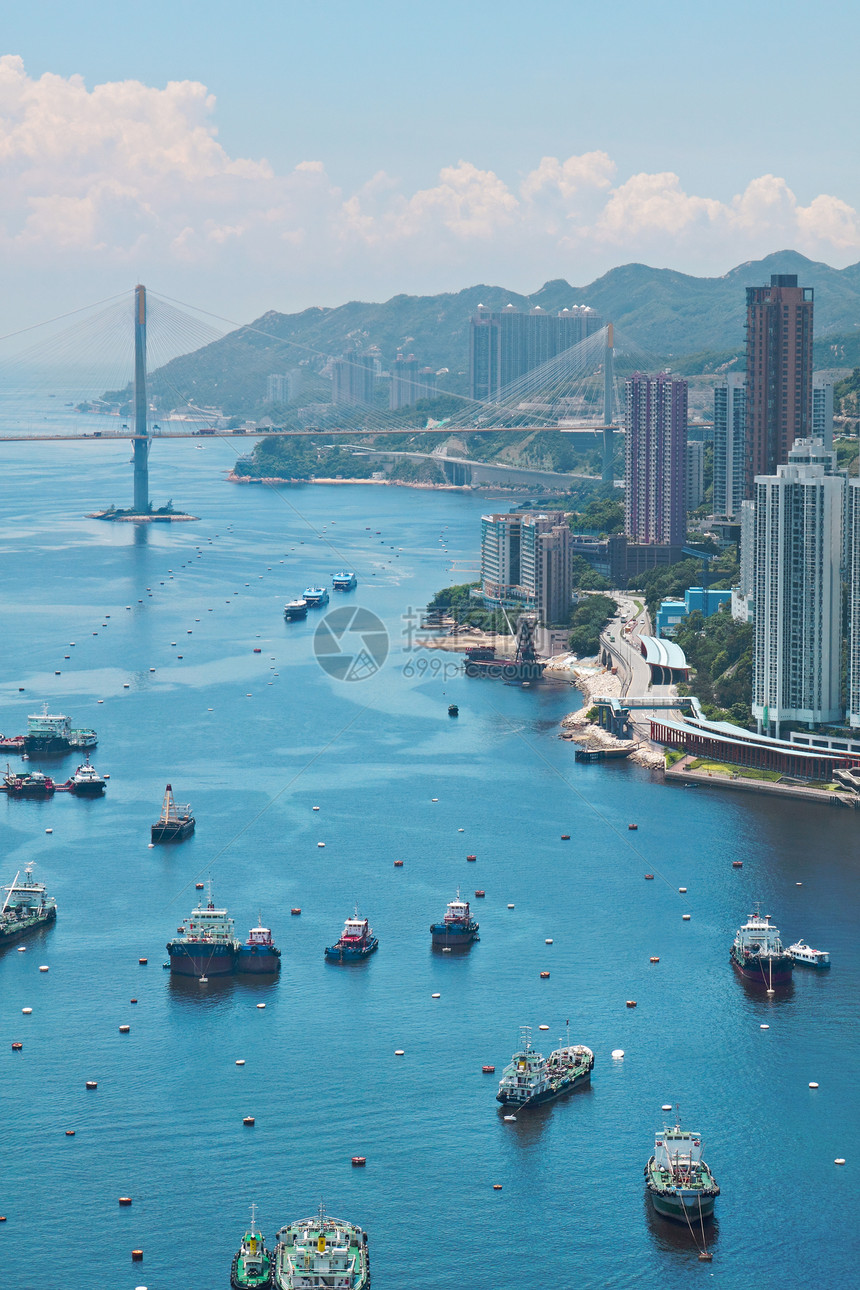 香港现代城市蓝色地标市中心摩天大楼风景顶峰住宅建筑学天空吸引力图片