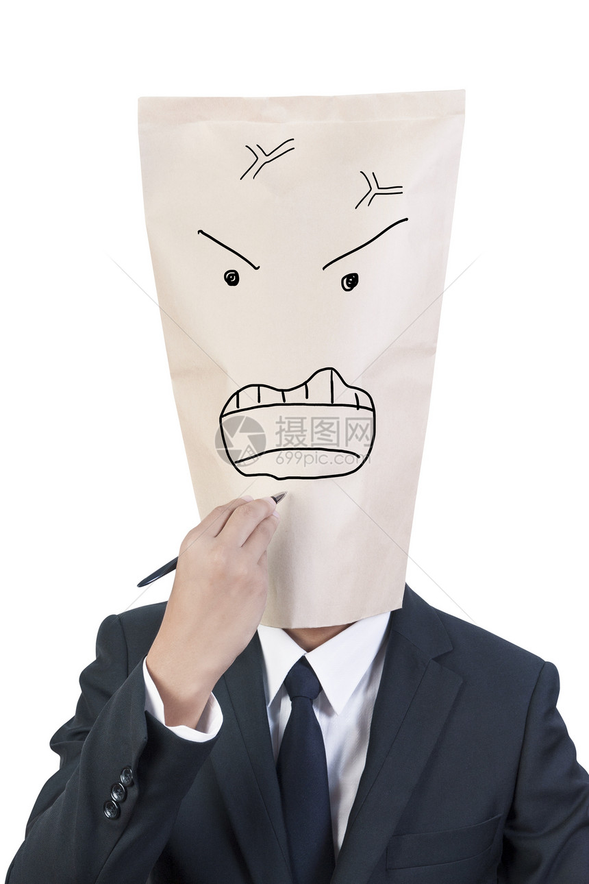 商务人士封面头盖头写作情感男性成人个性商业套装领带白色图片