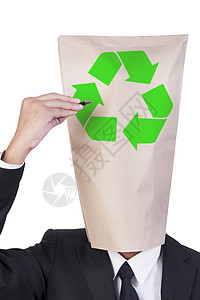 商务人士封面头套装个性绿色白色写作男性领带成人绘画回收背景图片