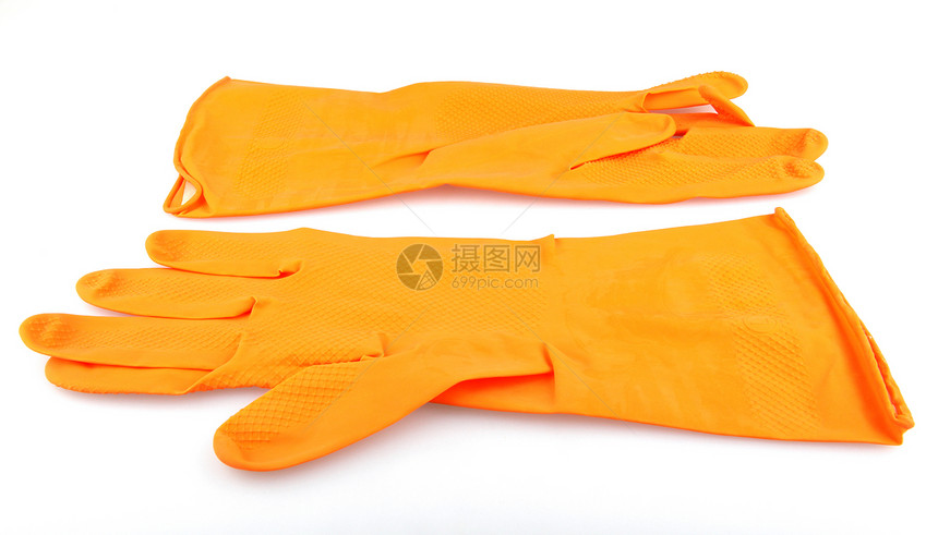 橙色手套液体清洁工安全化学品塑料看门人工作海绵卫生橡皮图片