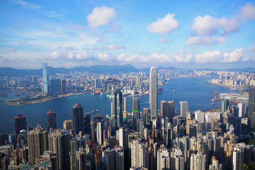 来自维多利亚峰的香港天际旅行爬坡商业景观地标顶峰金融建筑物市中心摩天大楼图片