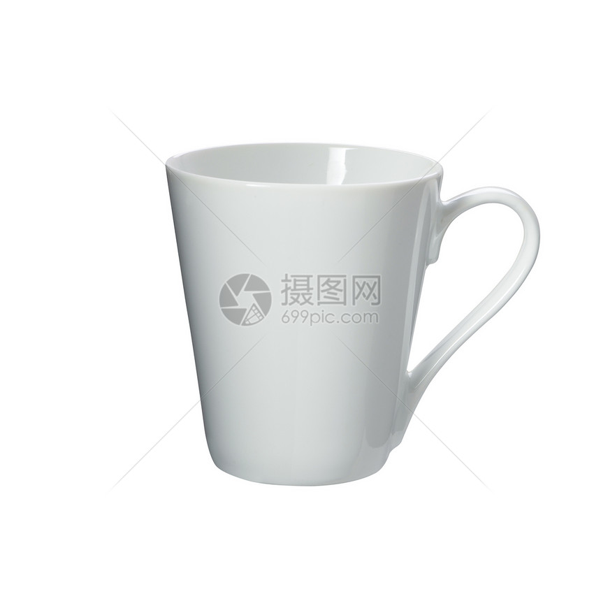 白色背景上孤立的茶杯时间阴影反射咖啡陶瓷餐具制品咖啡杯杯子图片