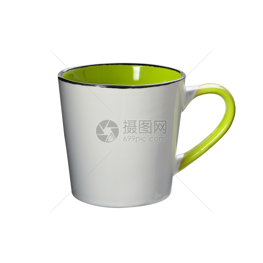 白色背景上孤立的茶杯餐具咖啡杯反射制品阴影时间咖啡杯子陶瓷图片