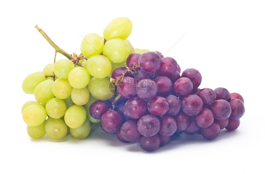 白的红葡萄和白的绿葡萄白色宏观绿色活力树叶红色水果工作室图片