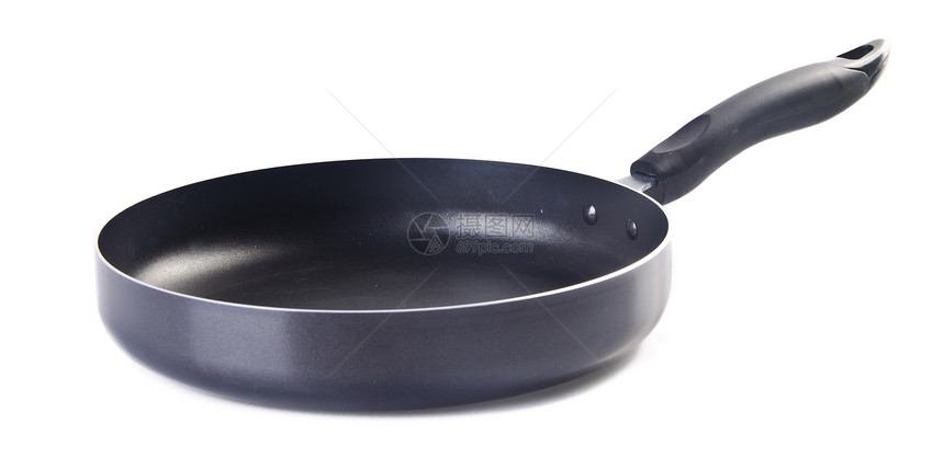 金属煎锅 白色背景圆形油炸用具烹饪厨房平底锅厨具商品涂层黑色图片