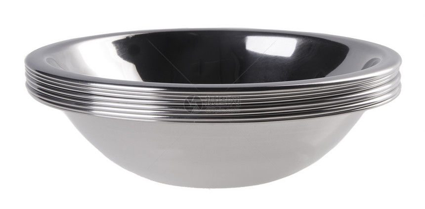 白底不锈钢的碗杯盆地白色合金烹饪平底锅金属用具食物厨房图片