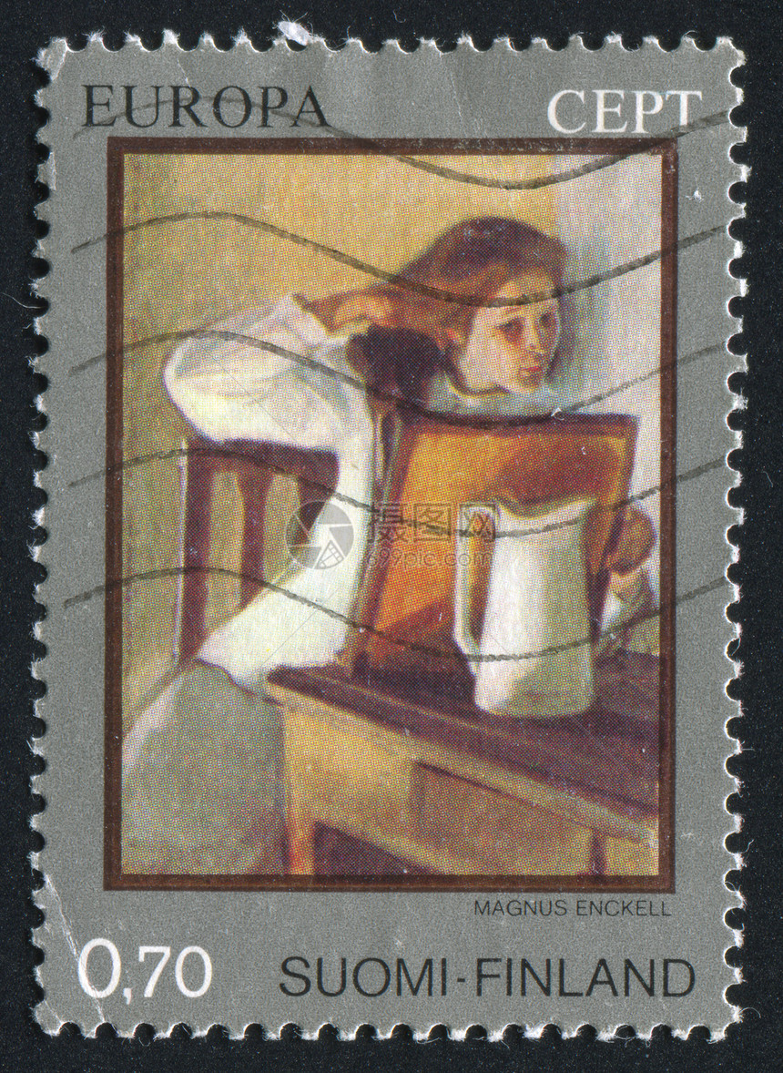 女童女孩头发女士水壶艺术明信片历史性绘画房间邮件集邮图片