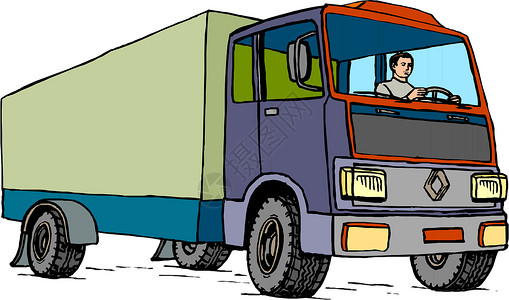 整车运输白色上孤立的半拖车卡车船运车辆插图旅行绘画货运服务货物车轮运输插画