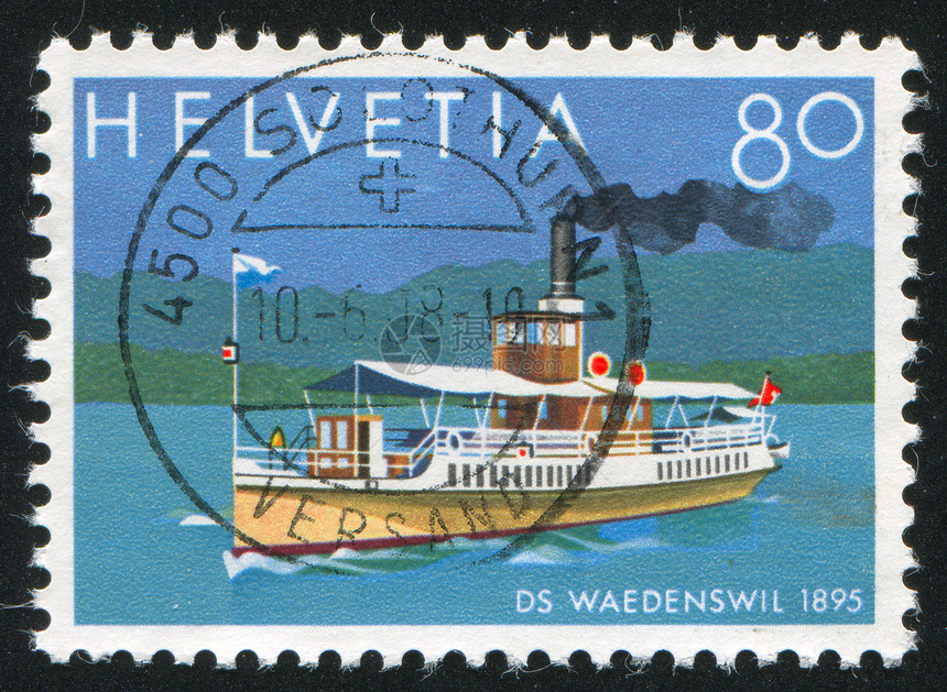 瑞士湖的蒸汽车邮件邮资邮戳邮票蒸笼渡船信封历史性衬垫海豹图片