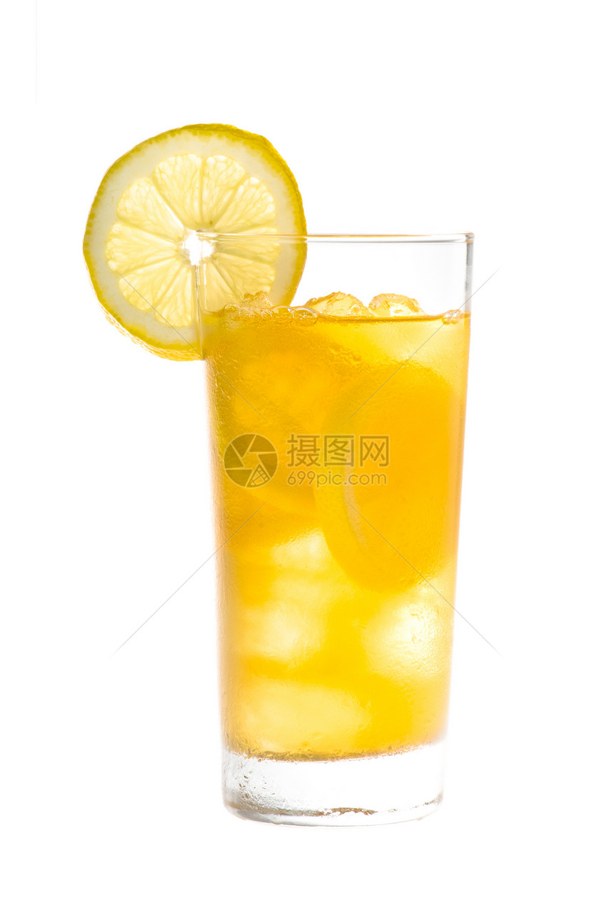 冷冻柠檬冰茶加白茶点寒意玻璃饮料果汁水果液体热带立方体冷藏图片