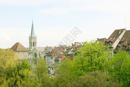 伯尔尼教堂瑞士伯尔尼 美丽的老城 著名的大教堂的东风背景