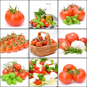 九张照片素材一张九张西红柿照片的拼图背景
