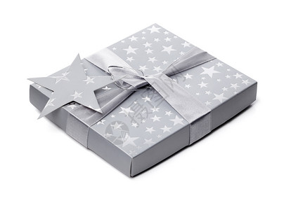 礼品灰色盒子光盘丝带礼物星星庆典背景图片