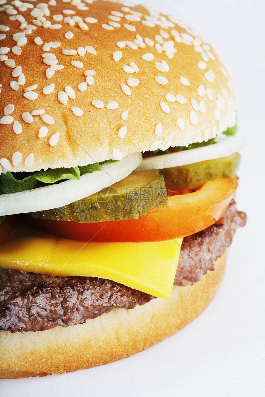 芝士汉堡飞碟馒头洋葱牛肉食物盘子图片