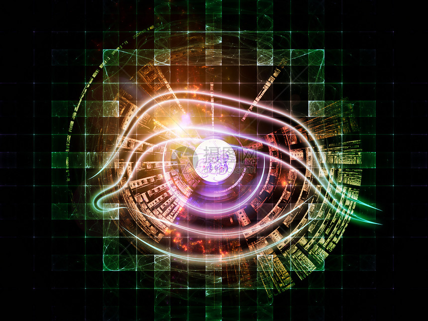 技术迷彩手表眼睛插图辉光中心黑色瞳孔圆形虚拟现实墙纸图片