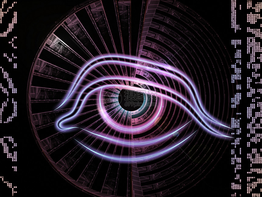 技术的误差插图黑色鸢尾花中心辉光手表虚拟现实圆形眼睛瞳孔图片