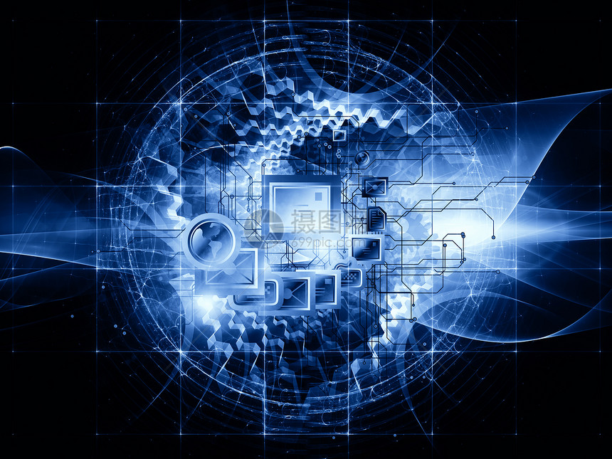信息宇宙插图齿轮墙纸生产黑色蓝色网络技术图片