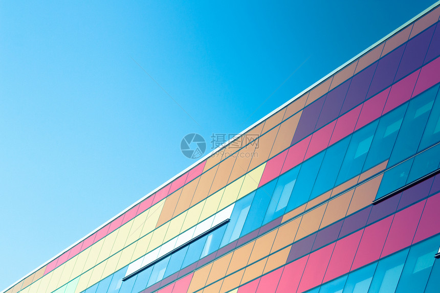 装饰建筑木头蓝色线条正方形商业镜子插图反射木板摩天大楼图片