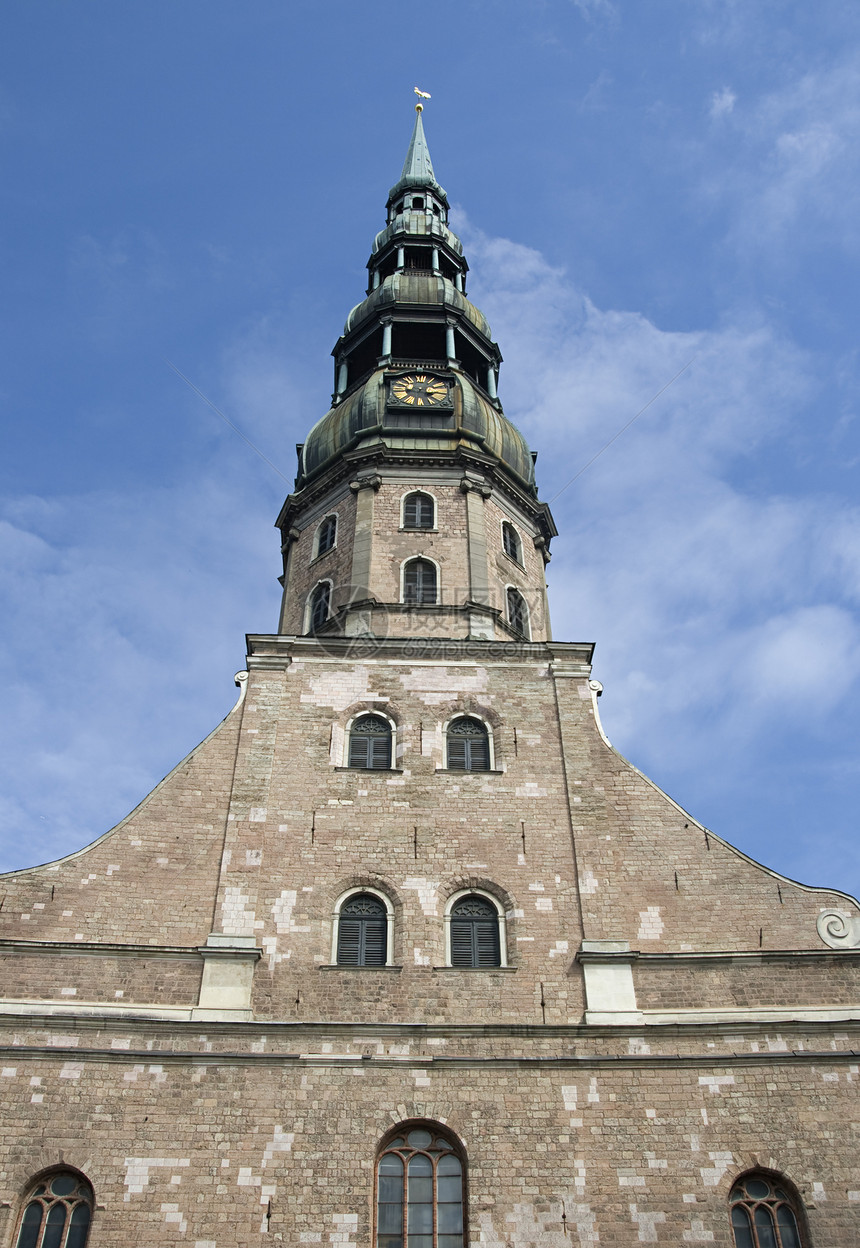 里加圣彼得教堂天空建筑大教堂历史建筑学首都蓝色旅游教堂尖塔图片
