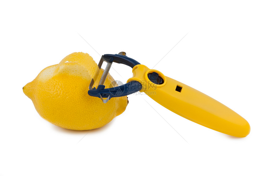 白底柠檬的水果刀子图片