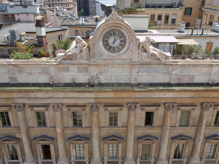 米兰广场联盟织物建筑学手表时间大教堂图片