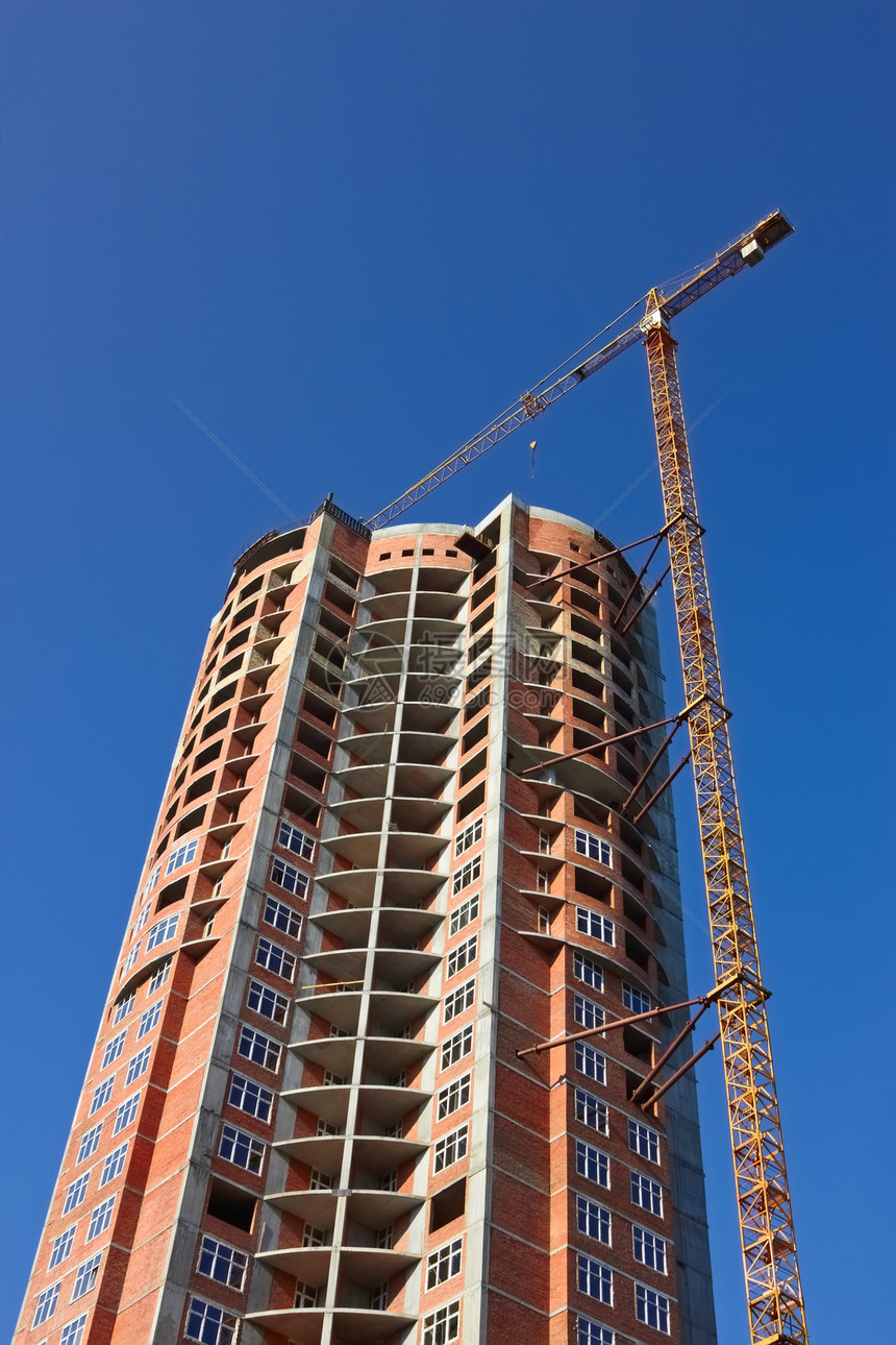 建造摩天大楼阳台天空住房石头阴影日光房子天蓝色住宅建筑图片