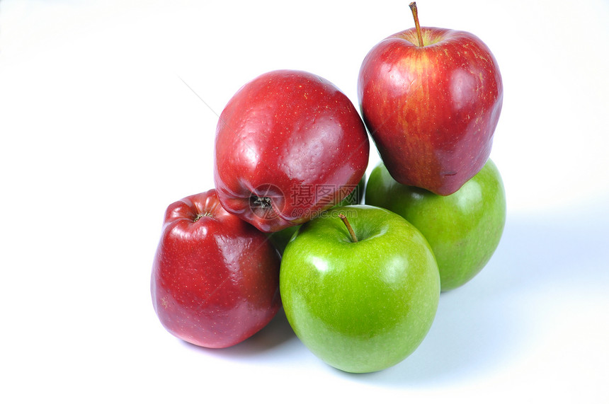 红苹果和绿苹果团体营养果汁食物农业收成小吃叶子饮食图片