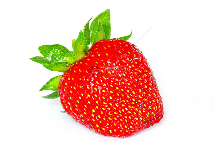草莓红色水平宏观绿色水果白色果实蔬菜叶子图片