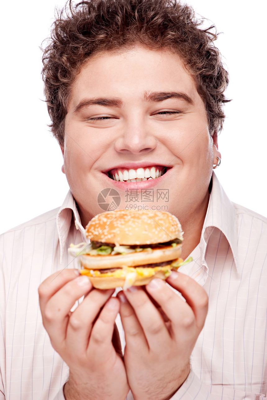 笑笑胖胖和汉堡包男人饥饿重量美食午餐面包热量烧烤小吃男生图片