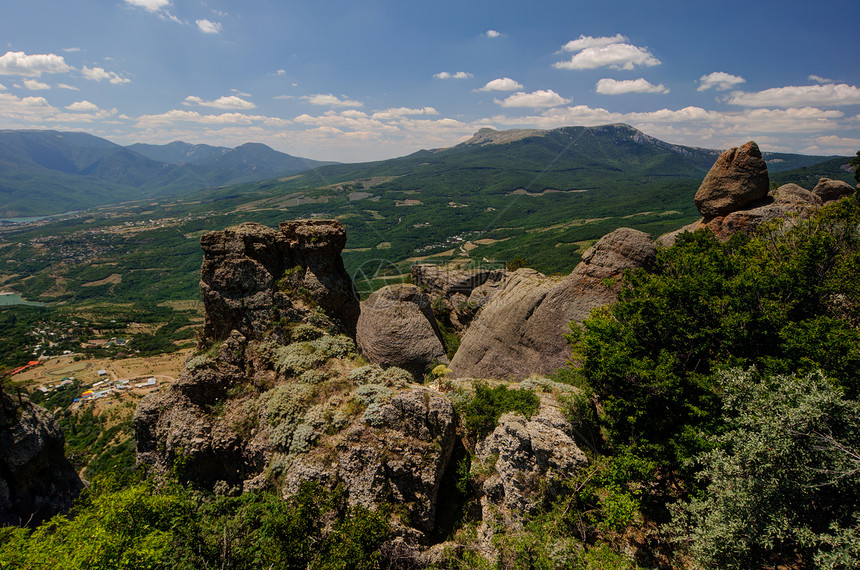 山地高原 克里米亚 乌克兰顶峰石头地形场景场地衬套美丽阳光高原山脉图片