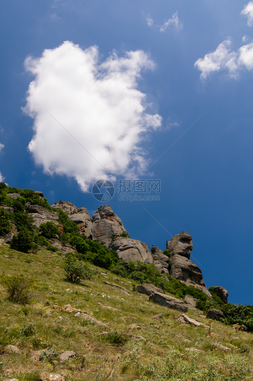 山地高原 克里米亚 乌克兰土地美丽太阳蓝色场景季节岩石爬坡山脉地平线图片