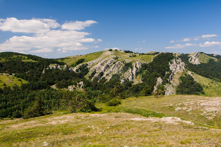 山地高原 克里米亚 乌克兰衬套天空地平线风景场景爬坡石头高原植物土地图片