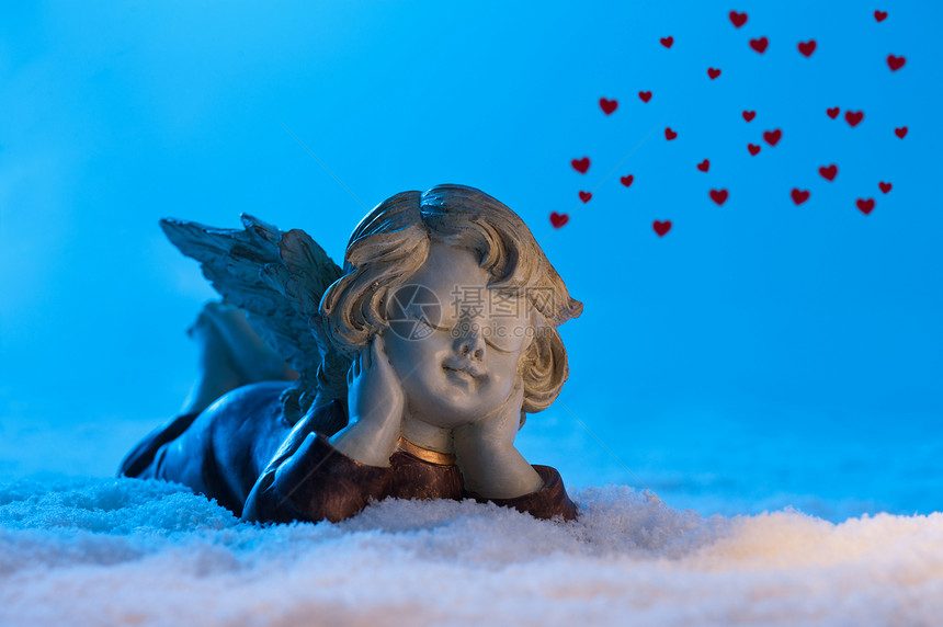 爱天使显示心微笑天堂数字角毛快乐金子红色翅膀女孩白色图片