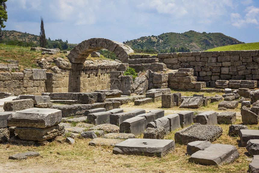 希腊奥林匹亚a 希腊假期神话石头历史建筑纪念碑柱子寺庙运动考古学图片